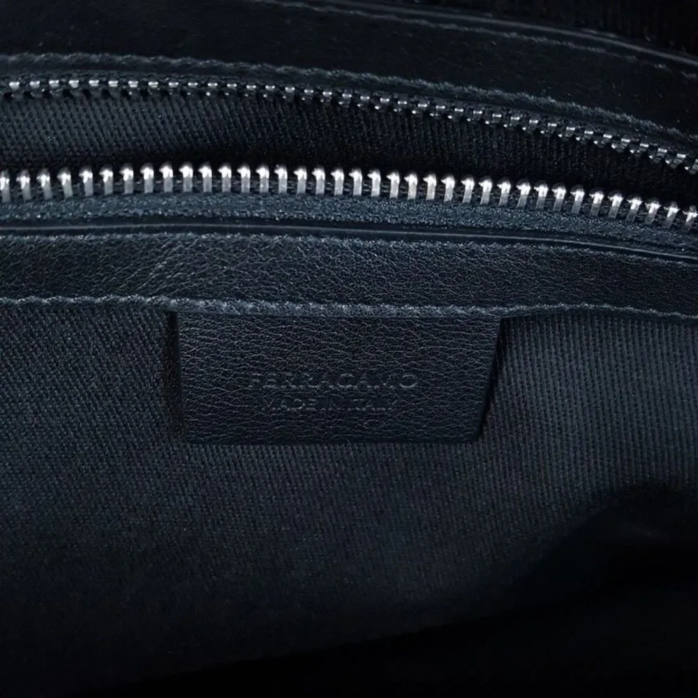 SALVATORE FERRAGAMO Mens Star Black Leather Triple Zip Tote Briefcase $3300